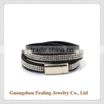 Spring Style New Product Crystal Leather Bracelet with Magnetic Closure