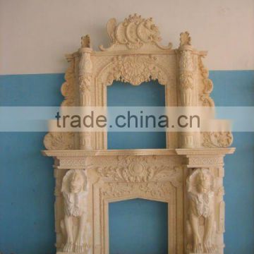 indoor antique calcium stone fireplace mantel