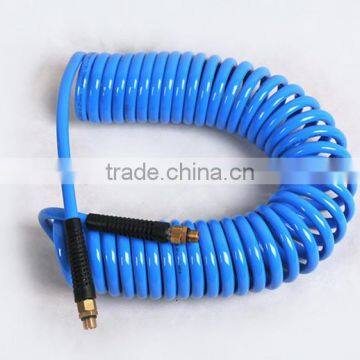 BLue Polyurethane Spiral Tube, PU Coil Hose With Brass Ends&Tail(6.5*10mm*6m),Pneumatic fitting