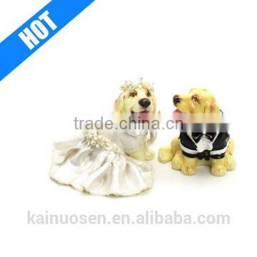 Custom Cheap Ceramic Golden Dog Wedding Cake Toppers