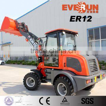 ER12 Everun Brand Mini Wheel Loader With Sweeper/ V Style Snow Blade
