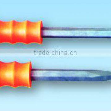 Cold chisel with rubber holder