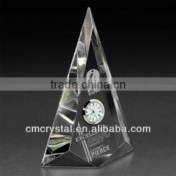 2016 optical crystal tower with sliver clock,wholesale crystal clocks