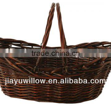 Cheap Oval Willow basket with folding handles