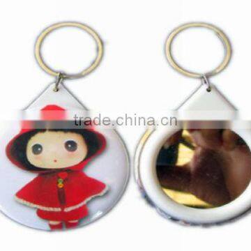 Logo OEM Mirror Button Sublimation Badges With Key Ring