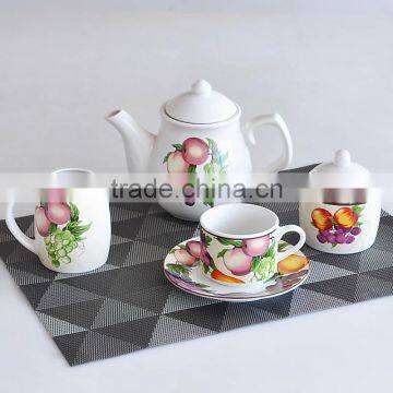 17pcs Promotional Ceramic Coffee Service Set With Sugar and Creamer Pot photo-2