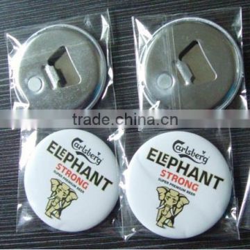 Promotional logo printed magnetic button badge bottle opener