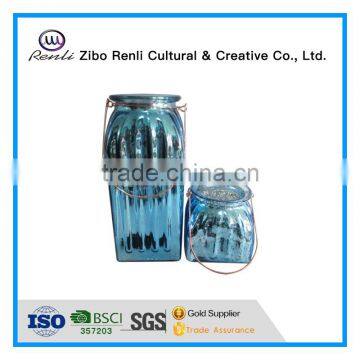 Big Electroplated Square Glass Jars for Candles With Rope Handle photo-2