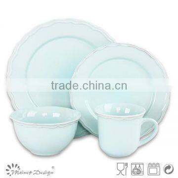 Retro White Color Emboss Ceramic Dinner Set