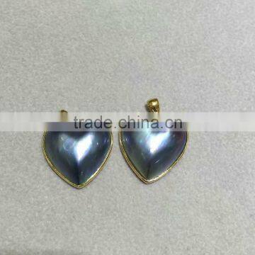 7-8mm Black Heart Shaped Mabe Pearl Pendant on Sale photo-2