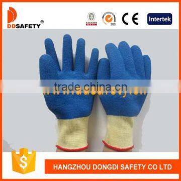 DDSAFETY 2017 10 Gauge Yellow T/C Shell Gloves Cotton Gloves With Blue Latex Fully Coating