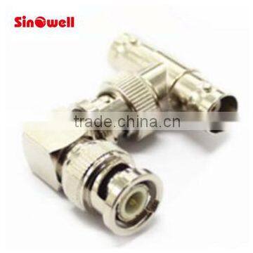 CCTV Camera Solderless Coaxial L Type Bnc Male Connector