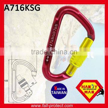 23KN D Shape Mountaineer Climbing Aluminum Carabiner With Screw Lock photo-4