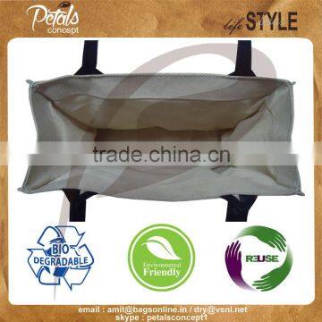 Canvas Pu Trimmed Hand Tote Bag - Laminated Canvas With Padded Rope Handle Tote Bag photo-3