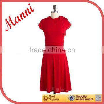 2015 Manni New Designed Ladies Fashion Red Dance Dress