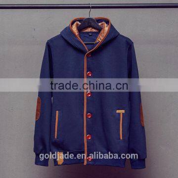 Custom Men's Cotton Hoodie Baseball Varsity Jacket in different colors