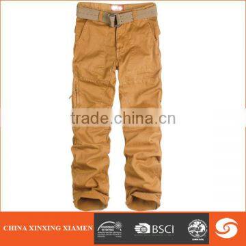 Hot sale pure cotton men's cargo pants with many pockets