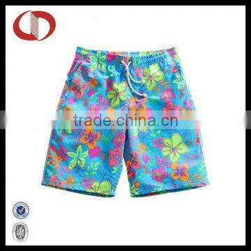 Flower printed mens swim beach shorts