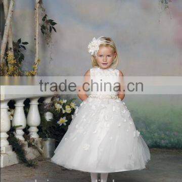 white high neck flower baby wedding dress kid wear