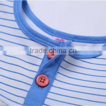 MGOO Cheap Price Cotton Girl Child Clothes Small Baby Light Blue Ruffles Striped Little Dresses CS010 photo-5