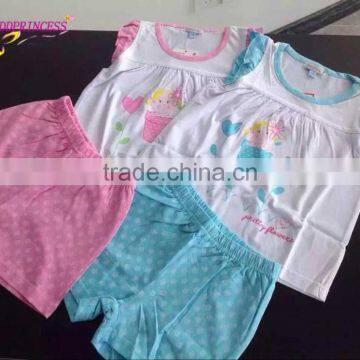 Wholesale New Design Of Baby Girl Printed Sleeveless Tops Clothing Sets