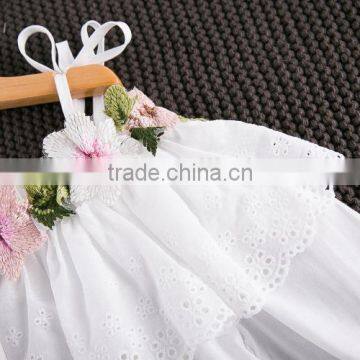 Children's 2017 Girls Flower Embroidery Long Sleeve White Shirt Lace Collar Little Girl Strapless Shirt Tank Top photo-5