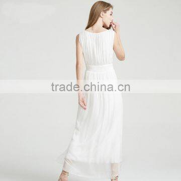 Z&M Women's 2017 New White Fashion Dress Green Silk Dress Long Dress photo-4