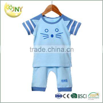 Summer kids shirt short sleeve stripe cute cartoon two pieces baby clothing set