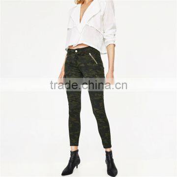 2017 Khaki Ankle Cargo Woodland Camouflage Pants for Women photo-2