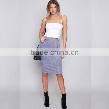 Lavender New Color Midi Suede Pencil Skirt Nice Fit Modern Simple Ladies Wear photo-6