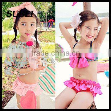 2016 Children Swimsuit Floral Bikini Girls Swimwear Three-piece Floral Bikini photo-2