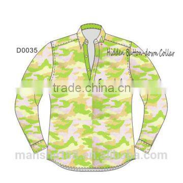 Designer custom half placket camo shirt