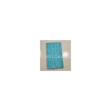 Grande Toilette African Embroidery Lace Fabric , Blue