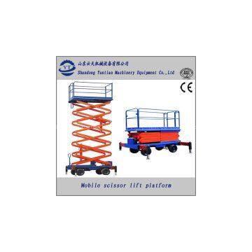 Electric and Diesel engine dual fuel four wheels mobile scissor lift platform