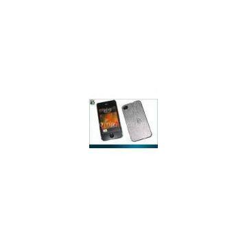 Fashionable Silver Plating PC Hard Cover for Iphone 4 / 4s Protective Cases With PU Sticker