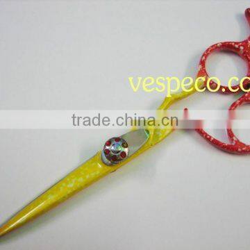 Two color hair cutting scissors