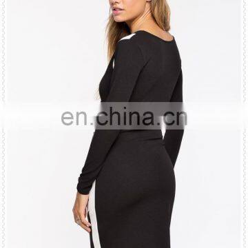 China Supplier Fashion Long Sleeves Women Sexy Black Bodycon Wrap Dress photo-3