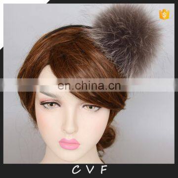 15cm large raccoon fur pompom hair hoop fluffy fur pompon hairband wholesale