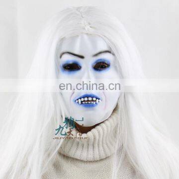 Halloween latex ghost mask with white wigs