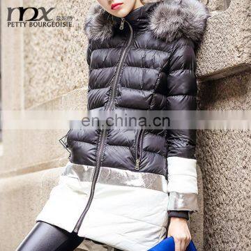 Wadded Jacket Female 2015 Winter Jacket Women Parka PU Leather Down Cotton Jacket Zipper Slim Parkas Ladies Down Coat