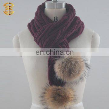 2017 Hot selling cheap fashion pompom knitting scarf for women