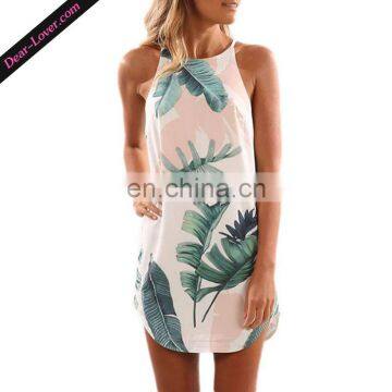 Hot Wholesale printed sleeveless mature women sexy mini dress