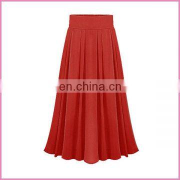 high fashion printed womens dresses high-waist long pleated skirt