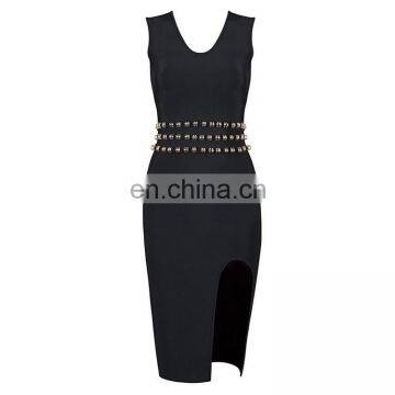 Fashionable high quality wedding dressed with split & sleeveless short skirt