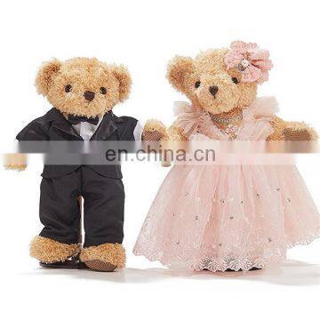Beautiful Soft Plush Toy Couple Teddy Bear Wedding Gift Custom Bride And Groom Valentine Stuffed Plush Toy Bear