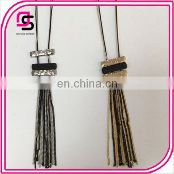 Hot selling simple tassels pendant jewely long alloy necklace for gift