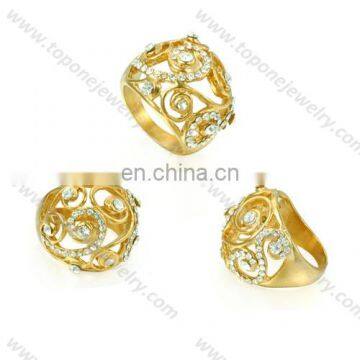 Fashion gold plated costume stainless steel rose flower of life shaped ring