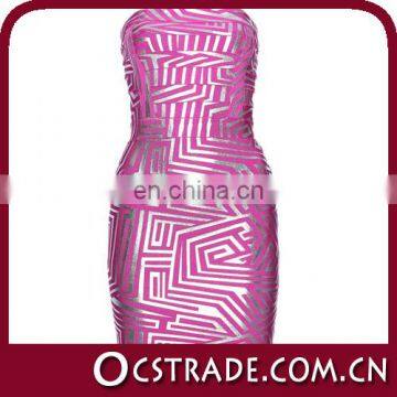 2014 latest lovely bronzing pink strapless cocktail dress clubwear