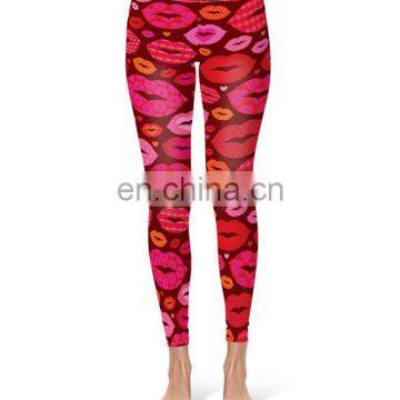 sexy hot red lips printing yoga pants wholesale western clothing