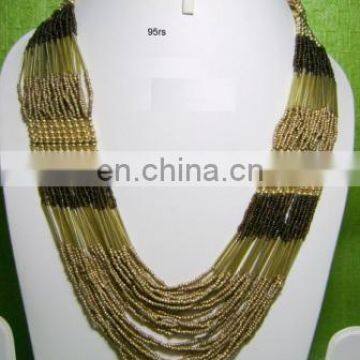 MULTI LAYERS Link GLASS SEED BEAD LONG Necklace String Evening Party Wear